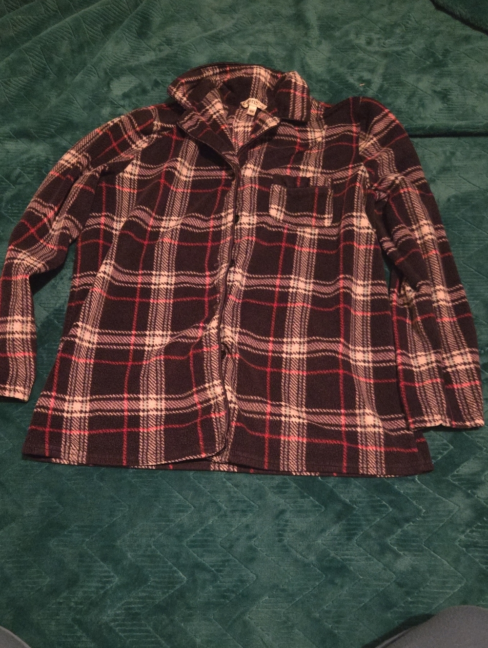 3/$20 George Purple Plaid Button-Down Shirt with Pink & Cream Accents